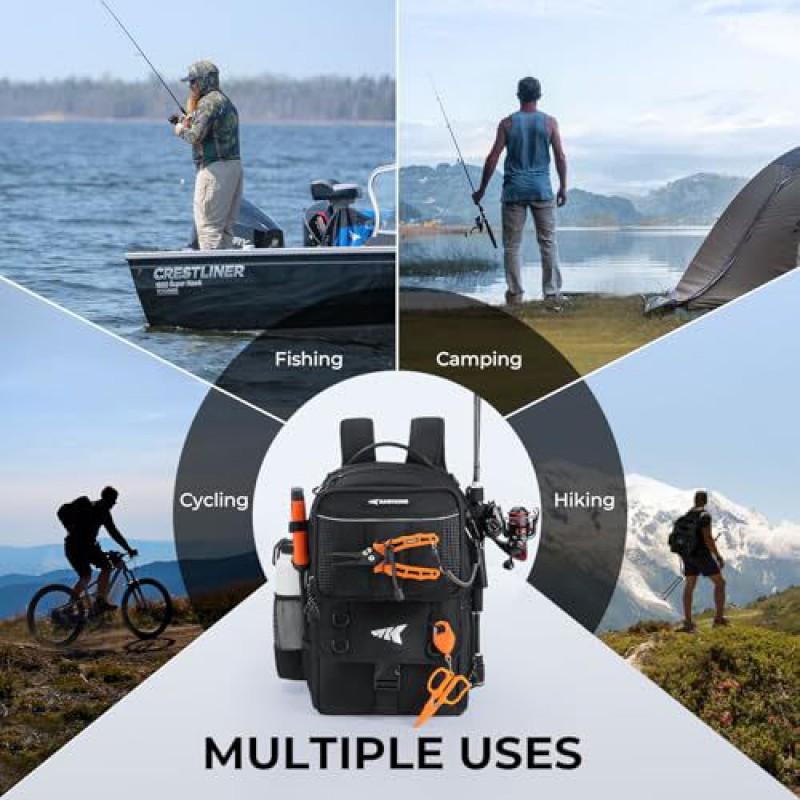 Multi-Compartment Fishing Backpack Outdoor Spinning Rod Storage Waterproof Oxford Fabric Camo Hiking Gear Bag