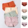 4pcs Solid Color Cotton Panties Lingerie Mid Waist Briefs Soft Women Underwear  Lady