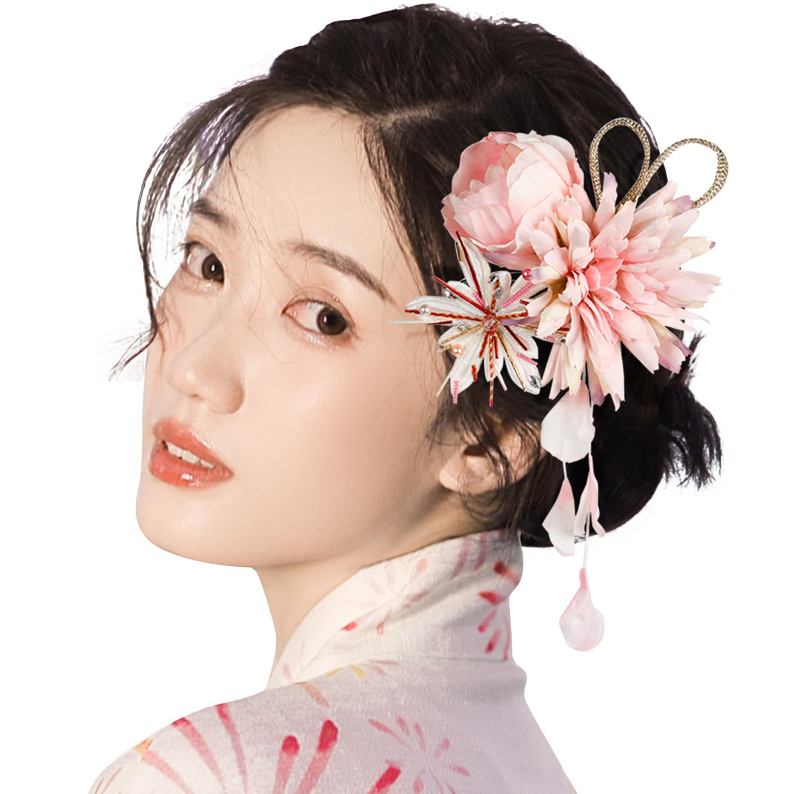 

[OTAKUMARKET] Yukata Hair Ornament, Coming-of-Age Ceremony, Flower, Shichi-Go-San, Hakama, Kimono, Traditional Japanese Clothing, Graduation