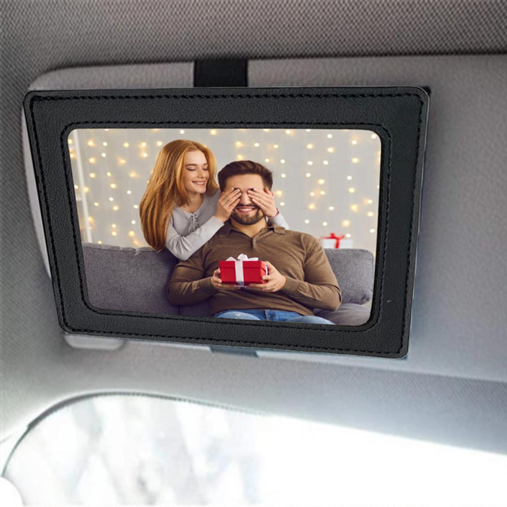 Car Picture Frame Faux Leather Vehicle Sun Visor Photo Holder for Car Display Your Photographs Both Vertically And Horizontally