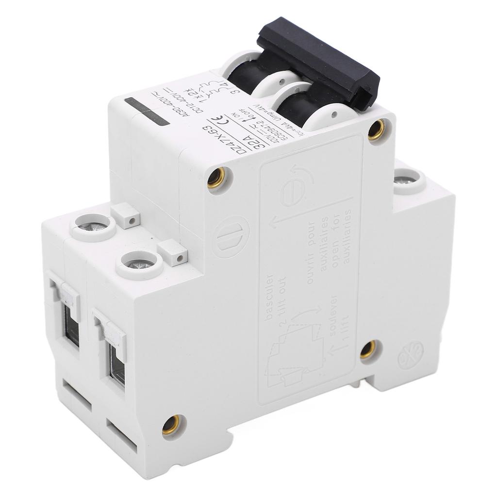 2P Miniature Circuit Breaker DIN Rail Mount Disconnect Switch for Solar System DC12‑400V AC90‑400V 3