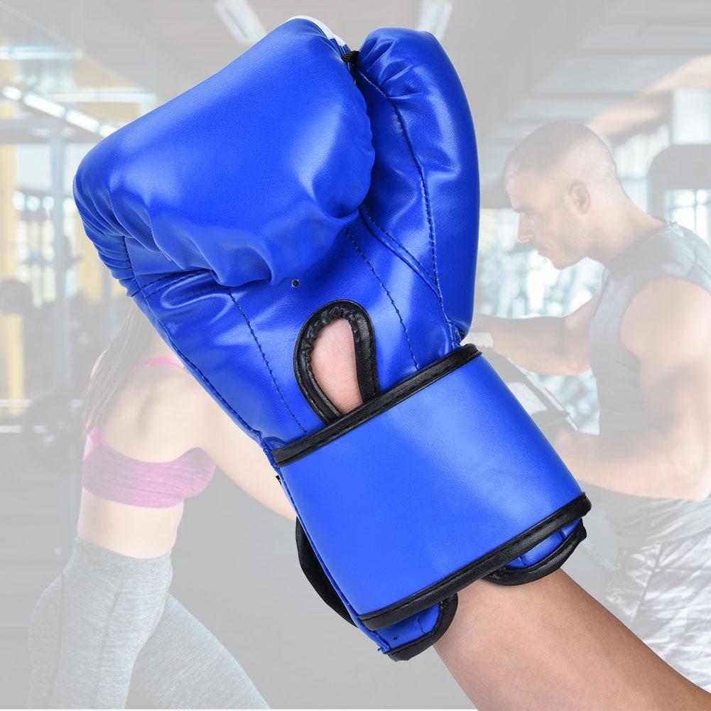 1 Pair PU Leather Boxing Gloves Sanda Punching Sparring Sandbag Training Mitts (Blue)