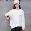 DIMANAF 2025 Autumn Pullover T-shirt Women Zipper Asymmetrical Full Sleeve Loose White Black