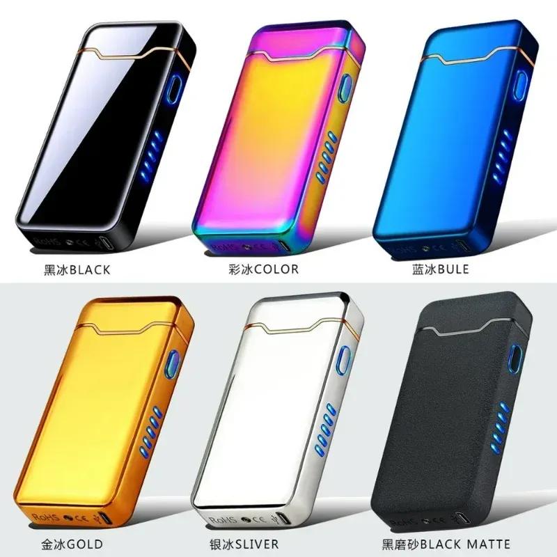 High End Luxury New Ignition Arc USB Electric Lighter Metal Rechargeable Cigar Lighter Battery Display Big Flame Lighter Gift