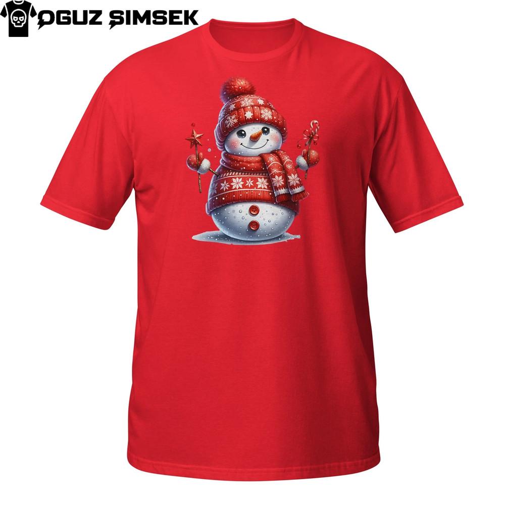 

Christmas Snowman Shirt – Cozy Red Sweater Winter Holiday Tee XL