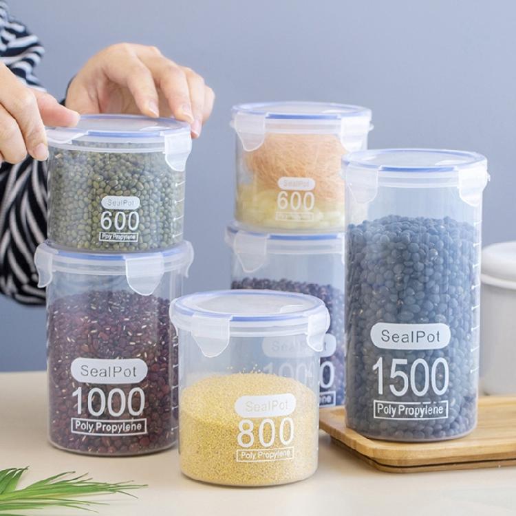 Multipurpose Plastic Food Canisters For Rice Nut Spices Transparent Seal Tight Containers for Office Home Use