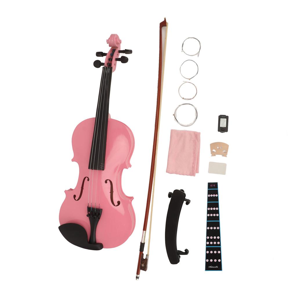 Skrzypce akustyczne 44 dzieci dorośli początkujący zestaw startowy z pudełkiem kalafonią podpórka pod ramię mikser smyczek