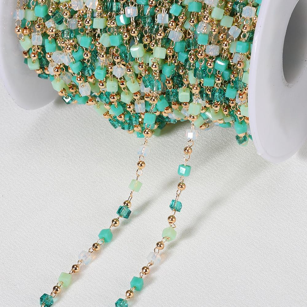 1meter Bohemian Colorful KC Gold Bead Chain for Choker Necklace Women Charm Handmade Party Jewelry Making DIY Components