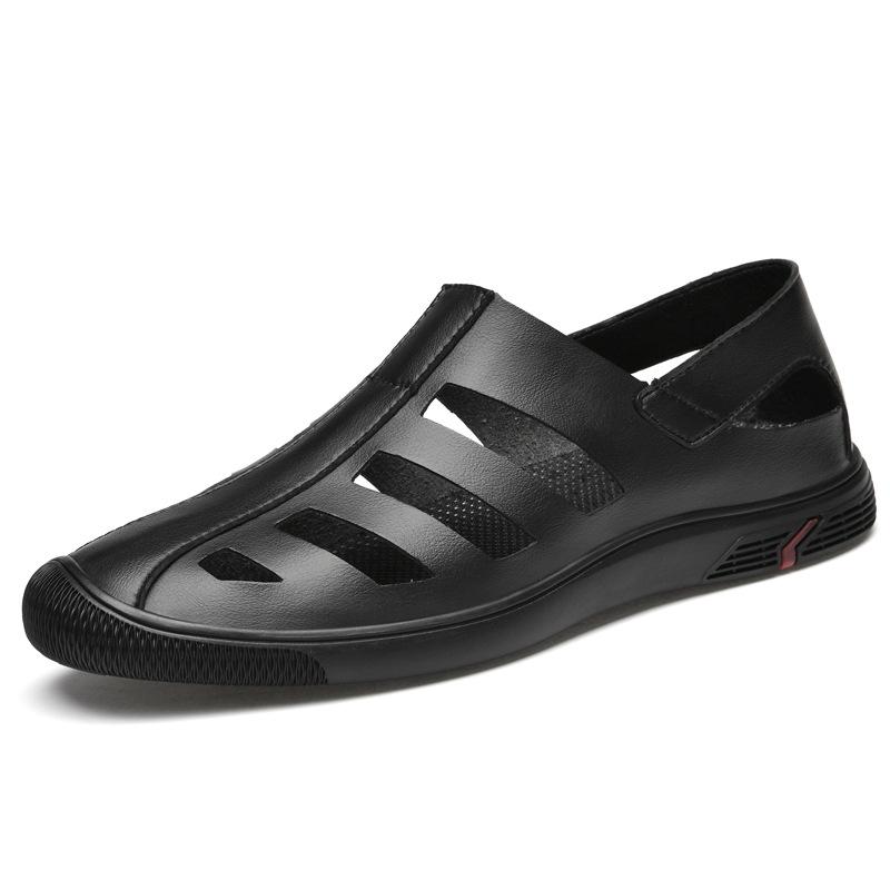 Men s Slip-On Closed-Toe Cowhide Beach Sandals 44