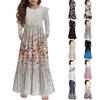 Girls' Tiered Ruffle Dress - Long Sleeve Printed Maxi With Pockets