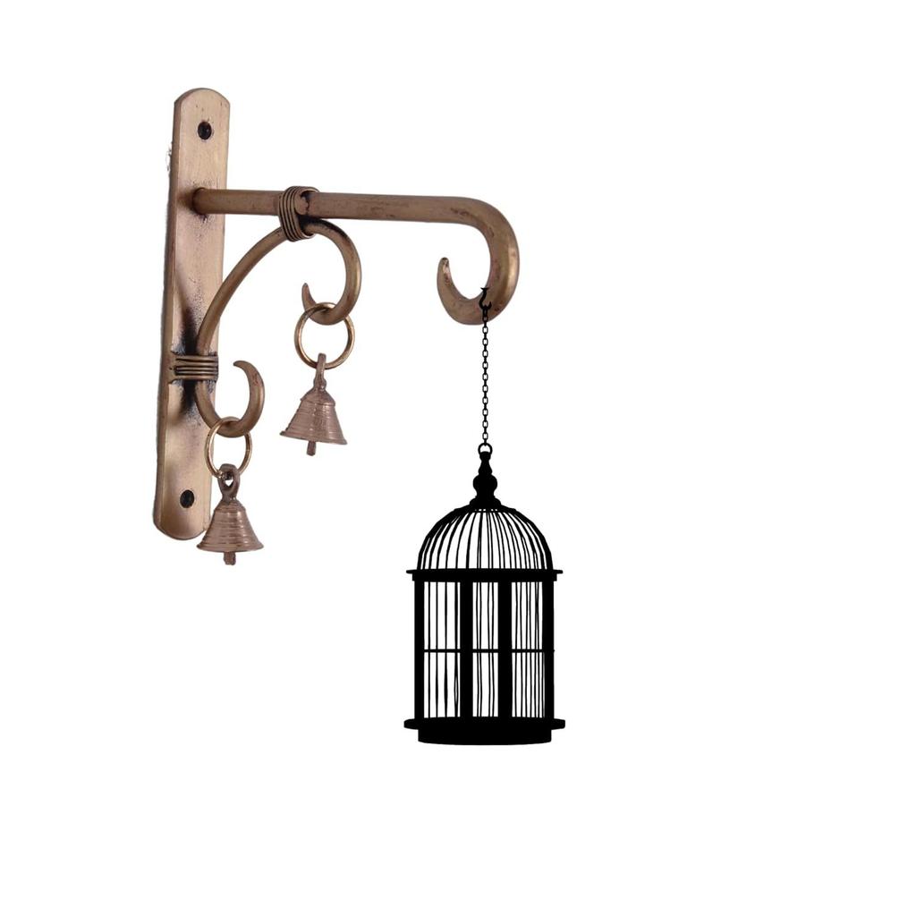 Hardware Wall Bracket with Bells for Hanging Bell/Macrame/Plant and pots/Lantern/Tealight/Wind Chimes/Multi Hanging (Size L18 X W3 X H18 CM)…