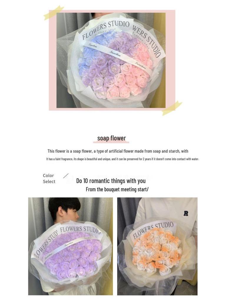 Seifenstrauß mit blauen Rosen in Crushed-Eis-Optik – Valentinstags- oder Geburtstagsgeschenk für Freund/Freundin