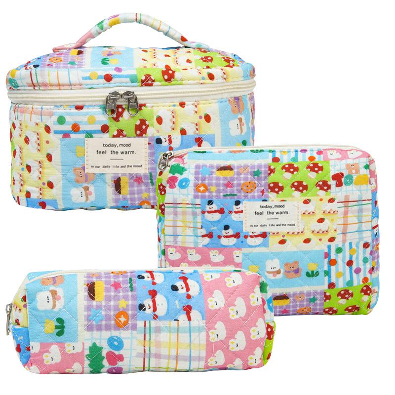 2023 Floral Cute Cotton Makeup & Toiletry Bag - Small, Fresh, Portable Storage Case
