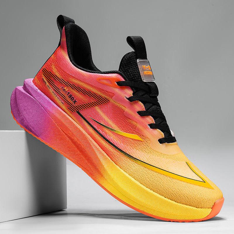 Running shoes carbon plate mesh breathable sports shoes men's soft sole shock absorption middle school entrance examination women's shoes