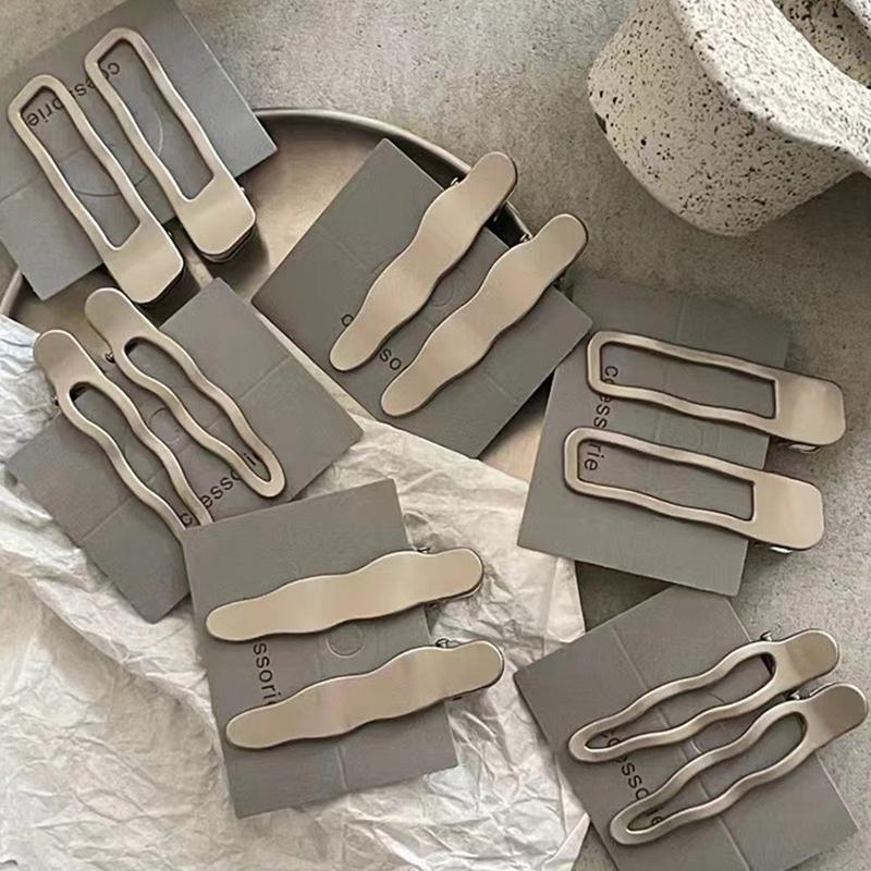 2 Stück Mädchen Haarspangen Silber Metall Entenschnabelklemme Frauen Haarspangen Seitlicher Pony Weiblich Damen Haarspangen Haaraccessoires