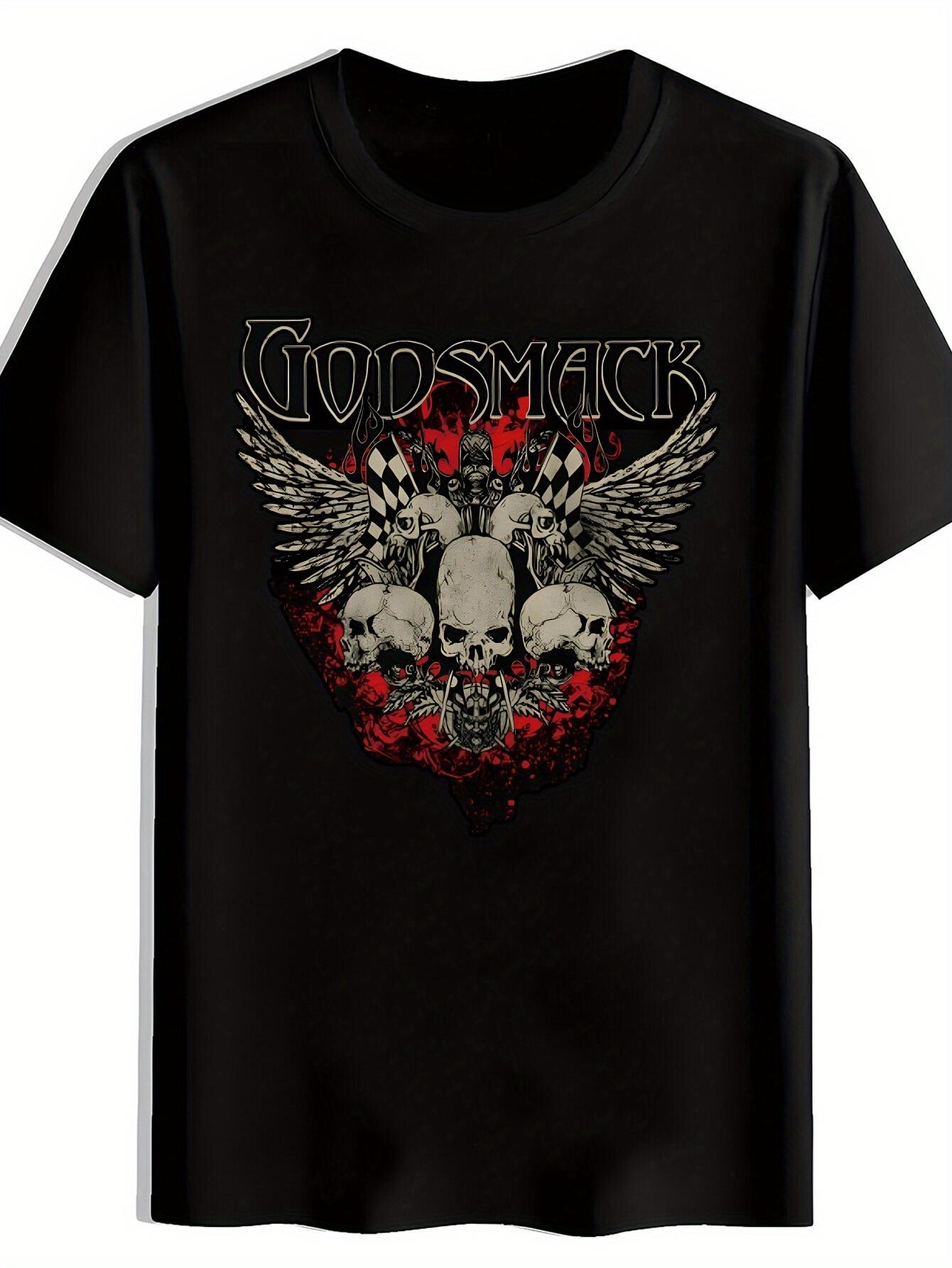 Black T-shirt with Vintage Rock Band Graphic - GODSMACK Skull & Wings Design XXXL