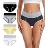 4 Pack Women's Soft High Waisted Briefs Cotton Underwear Comfy Stretchy Full Coverage Panties