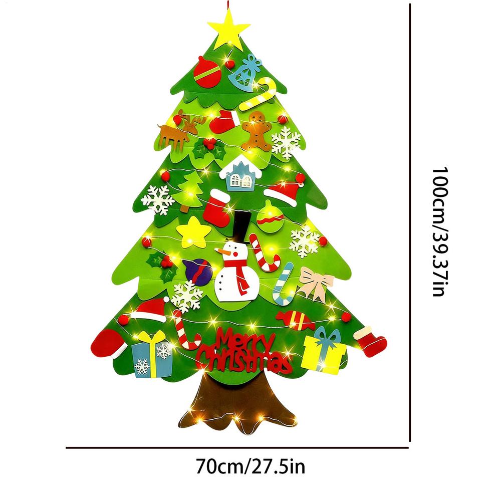 

40 inch Felt Christmas Tree With LED Lights Decorative Children s Tree For Toddler Baby, Classroom Home Wall Decor