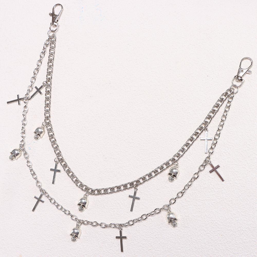 

Metal Skull Cross Pendant Hip Hop Belt Chain For Men And Women