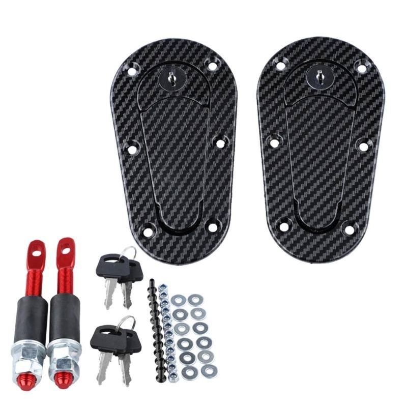 2Pcs Universal Racing Car Hood Pin Engine Bonnet Latch Lock Mount Kit With/without Lock Key Car Accessorie Black / Carbon