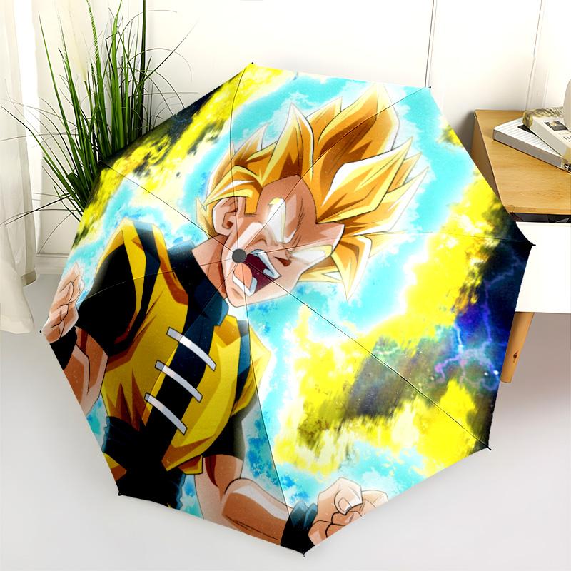 Padrão Dragon Ball, guarda-chuva de dobra automática, design portátil e dobrável, 8 varetas, um presente de Natal ou aniversário.