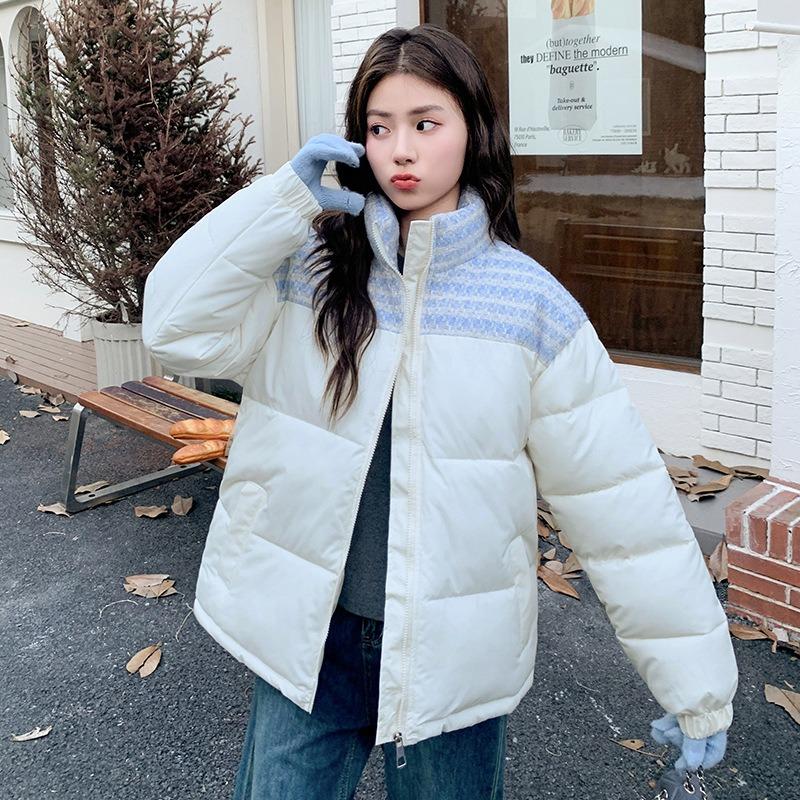 

Guochao splicing down cotton-padded jacket for women s winter new thickened warm small cotton-padded jacket 2XL suggestion [150--170] catties белый