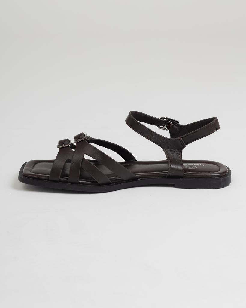 Flache Sandalen Allsy 41869 36 schokoladenfarben Öko-Leder