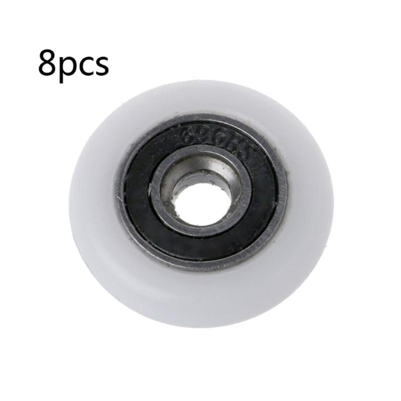 

8Pieces White Plastic Bearing-Steel Ball-Bearing-Roller Wheel Guide Pulley-Roller Round Wheel for Glass Door Window 25mm
