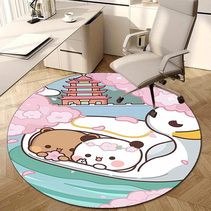 1pc Yier BuBu Bear1 Design Printed Area Round Carpet for Bedroom Living Room Home Decor Rugs Mat Non Slip Mat Rug for Bedside