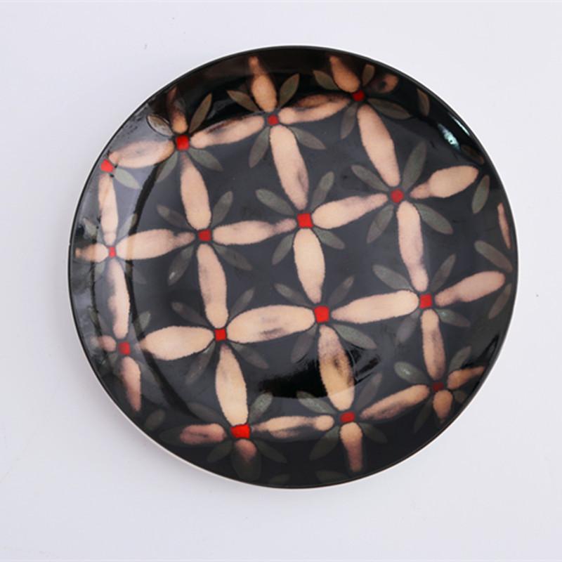 Vintage Ceramic Flower 8-inch Plate Wall Decorative Plate Mysterious Face Plate Decoration Stentless Livingroom Home Decor