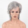 Parrucche Sintetiche Corte da Donna Parrucca Grigio Argento con Frangia per Donne Parrucca Liscia Festa Cosplay Parrucca Quotidiana Parrucche in Fibra Termoresistente