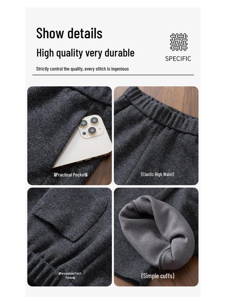 High-End Wool Wide-Leg Curved Pants for Women - Autumn/Winter 2025 Petite Nine-Point Casual Long Trousers