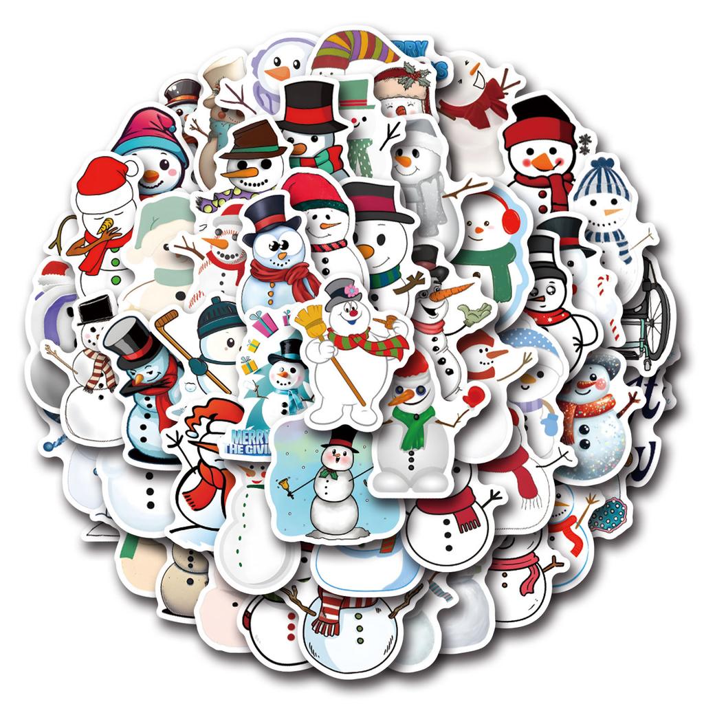 55 Snowman Snowman Graffiti Decals Decorative Scooter Laptop Do-It-Yourself Cartoon Decals Premium Durable Quality
