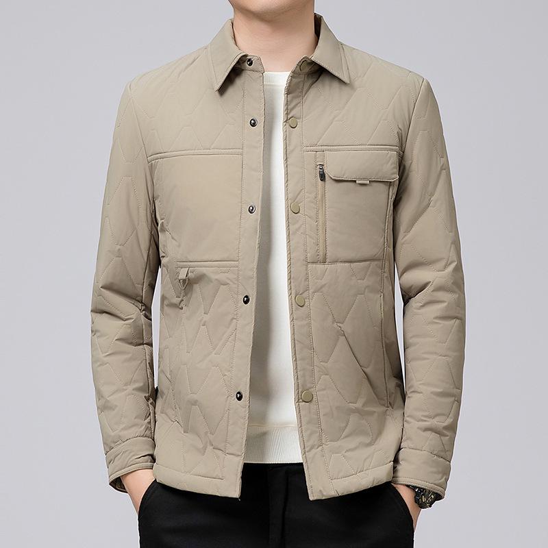 Men's Lightweight Winter Cotton Casual Jacket - Warm Lapel Coat for Middle-Aged Men