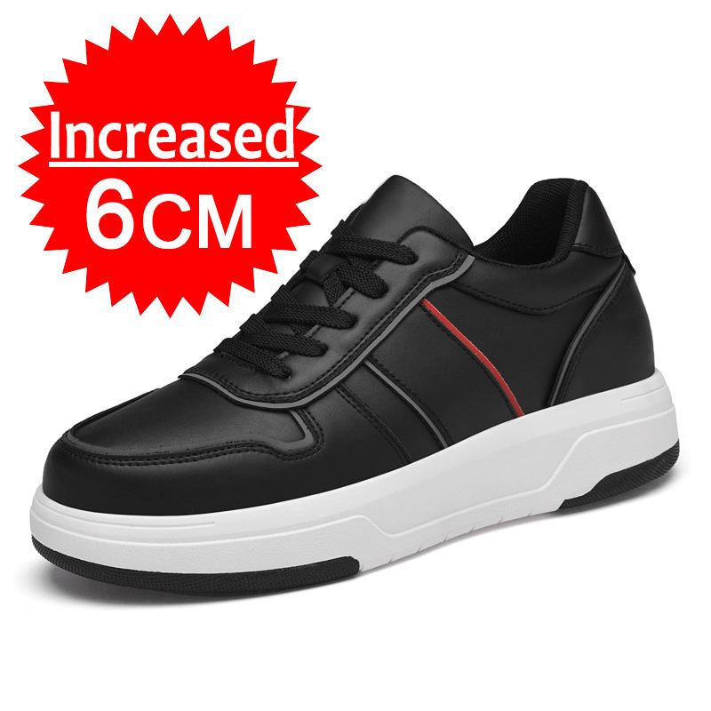 Fashion New Leathe Height Increasing Shoes for Men's 6CM Invisible Elevator Sneakers Fashion White Tennis Sport Formal Shoes Big Size 45