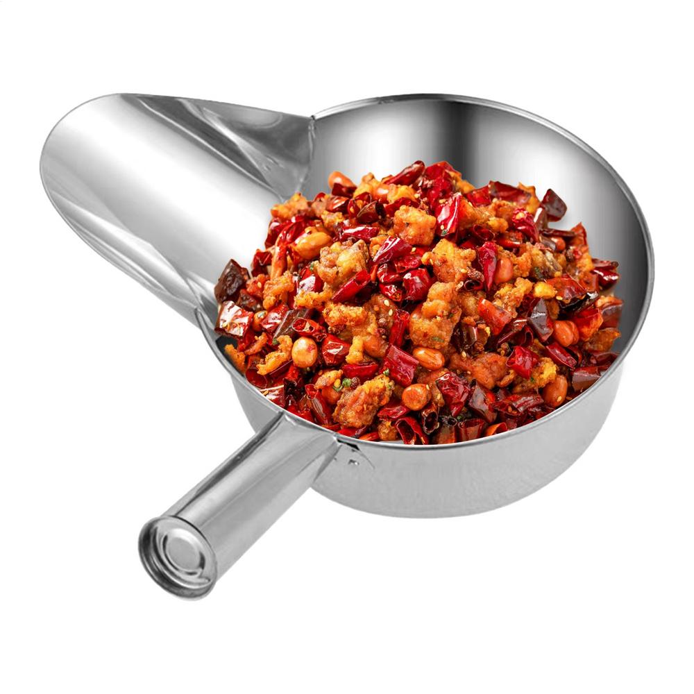 Kitchen Scooper For Food Fried Food Serving Scoop Stainless Steel Stirring Cooking Meal Preparation Tool With Duckbill Spout For