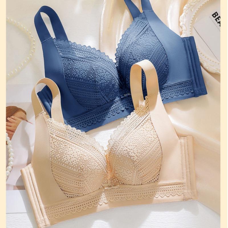 Lightweight Breathable Seamless Lace Bra That Makes Large Breasts Appear Smaller Without Underwire and With Side Boob Support