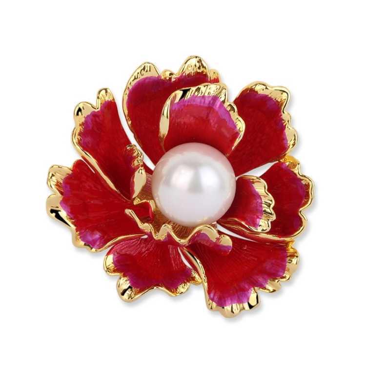 Women's Crystal Rhinestone Fabric Corsage Brooch with Pearl Accents
