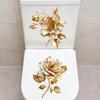 1 Sheet Beautiful Golden Flower Toilet Sticker Bathroom Toilet Cover Decorative Sticker Waterproof Self Adhesive