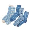 5 Pairs Vintage Japanese Women's Mid Calf Socks 3D Embroidery Floral Print Boho Ethnic Pattern All-Season Casual Stacked Socks