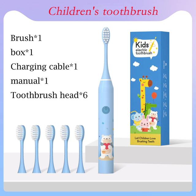 Child's Sonic Electric Toothbrush USB Charging Ultrasonic Clean With Replacing brush head Cartoon Lovely Children's brush Kid's