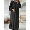 Women Spring and Autumn Muslim Plus Size Long Dress Long Sleeve Ruffled hem Simple Vintage Dress