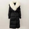 OFTBUY Winter Jacket Women Long Natural Real Raccoon Fox Fur Collar White Duck Down Coat Belt Thick Warm Casual Outerwear