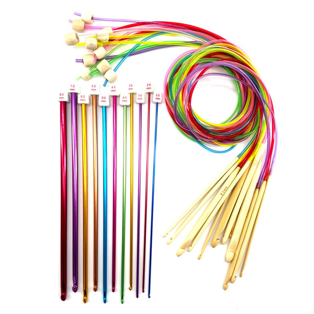 23 Pcs Tunisian Crochet Hook with Rope Afghan Crochet Hooks Set 2.0-8.0 mm Knitting Needle for Scarves Carpet Sweater