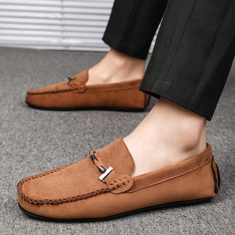 Fashion Trendy Fashion Outdoor Lazy Loafers Leather Men's Walking Shoes 2025 Summer New Driving Flat Casual Style Men's Business Shoes