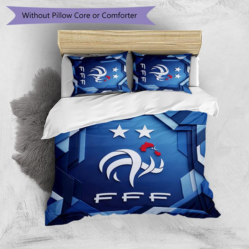 France Football Printed Bedding 3 Piece Set Cozy Breathable Bed Cover Set as Housewarming Holiday Gift