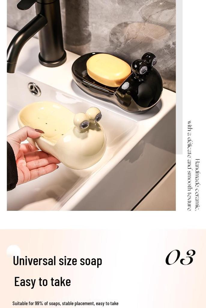 Creative Snail Ceramic Soap Dish with Water Filter for Bathroom
