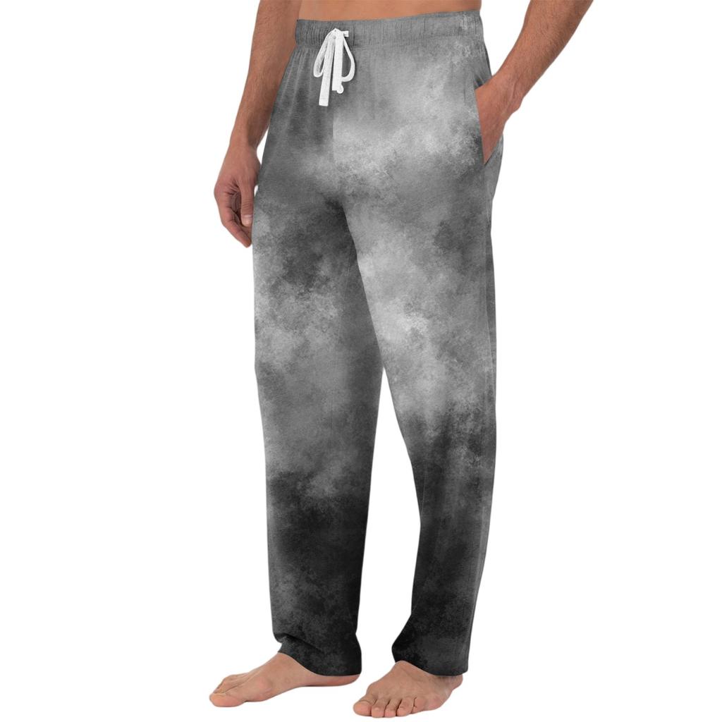 Men's Knitted Fashion Print Pocket Casual Pants Pajama Pants