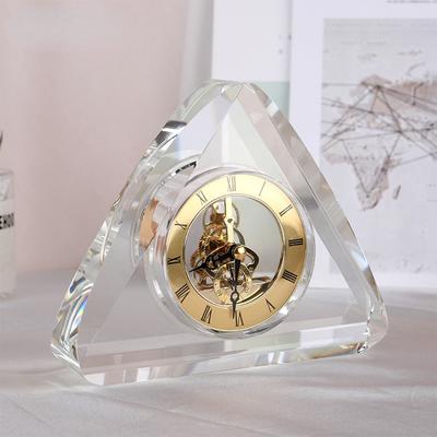 Nordic Crystal Table Clock Silent Modern Creative Luxury Gear Desk Clock Mechanical Metal Gold Desktop Living Room Home Decor