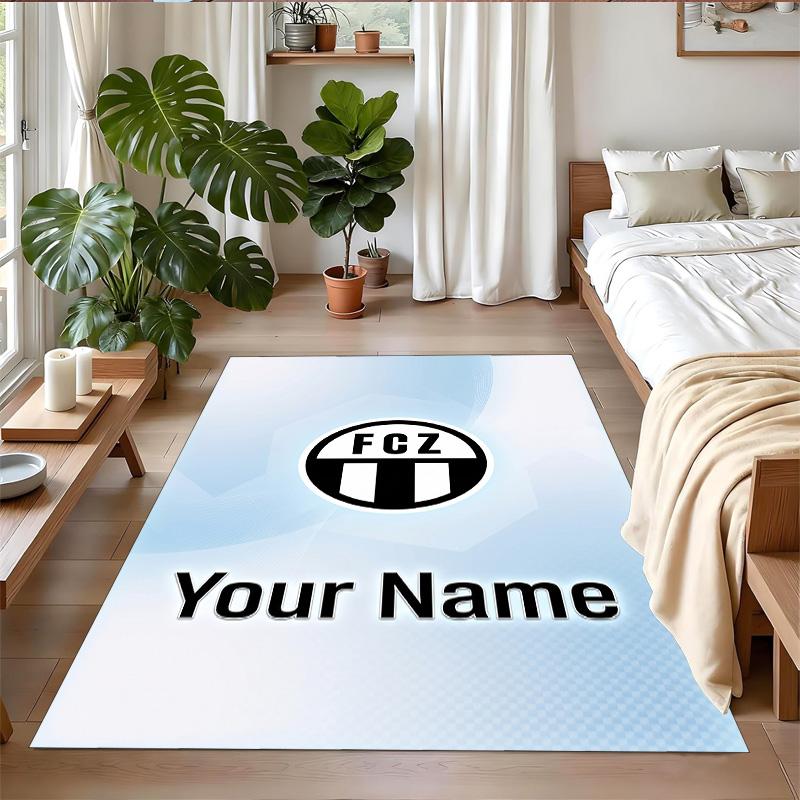Crystal Velvet Rug Custom Name Text, Soft Non Slip Floor Mat Home DecorFC Zürich
